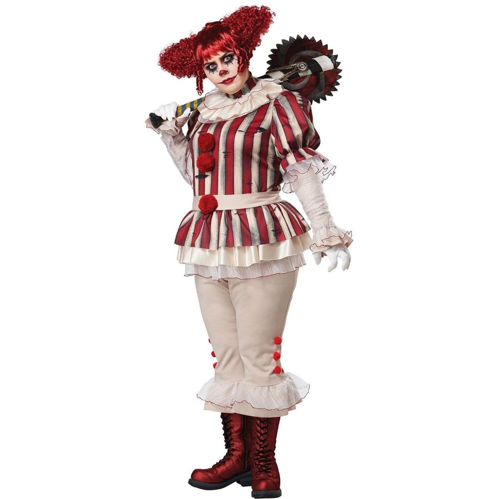 Sadistic Clown Womens Plus Size 3X Costume Ruffled Collar Halloween 8020 131